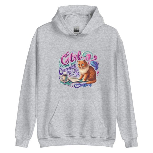 Unique Cat and Coffee Hoodie for Girls – Stay Focused and Motivated! - Picture 1 of 2